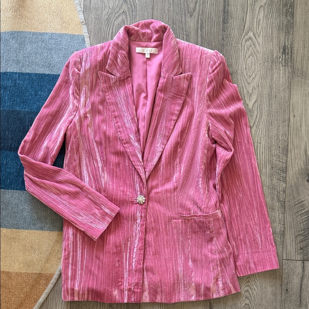 WAYF pink velvet blazer